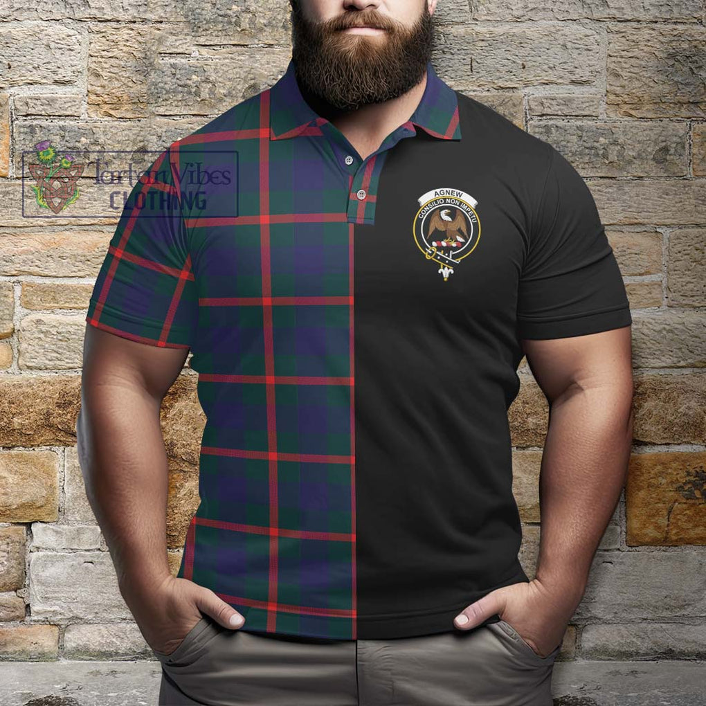 Agnew Tartan Polo Shirt with Family Crest and Half Of Me Style - Tartanvibesclothing Shop