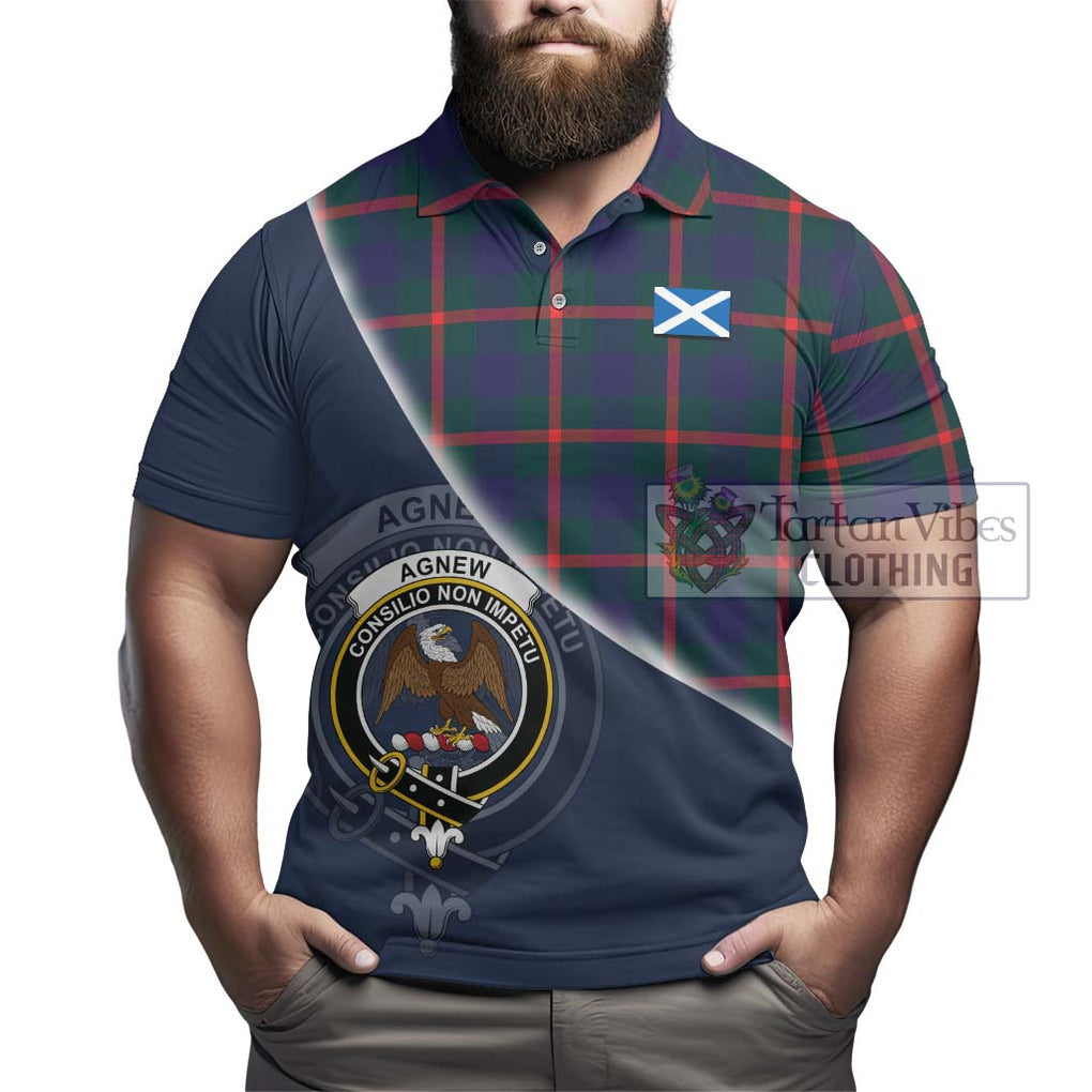 Agnew Tartan Polo Shirt with Personalised National Flag and Family Crest Half Style - Tartanvibesclothing Shop