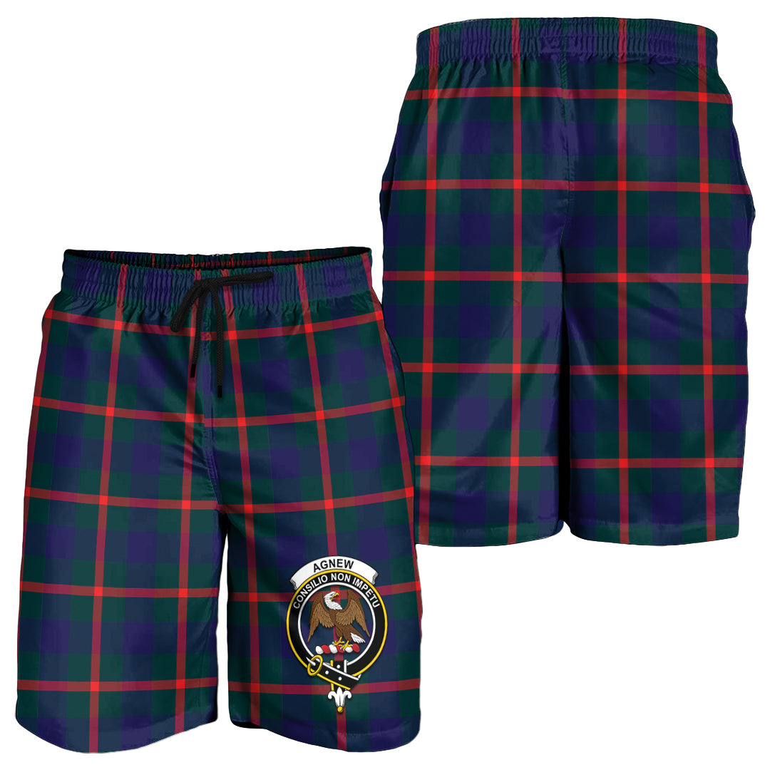 Agnew Modern Tartan Mens Shorts with Family Crest - Tartanvibesclothing