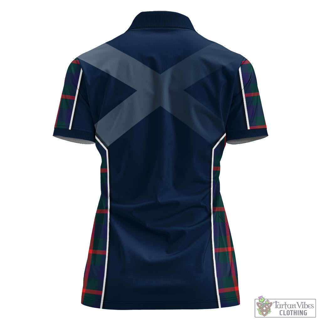 Tartan Vibes Clothing Agnew Modern Tartan Women's Polo Shirt with Family Crest and Scottish Thistle Vibes Sport Style