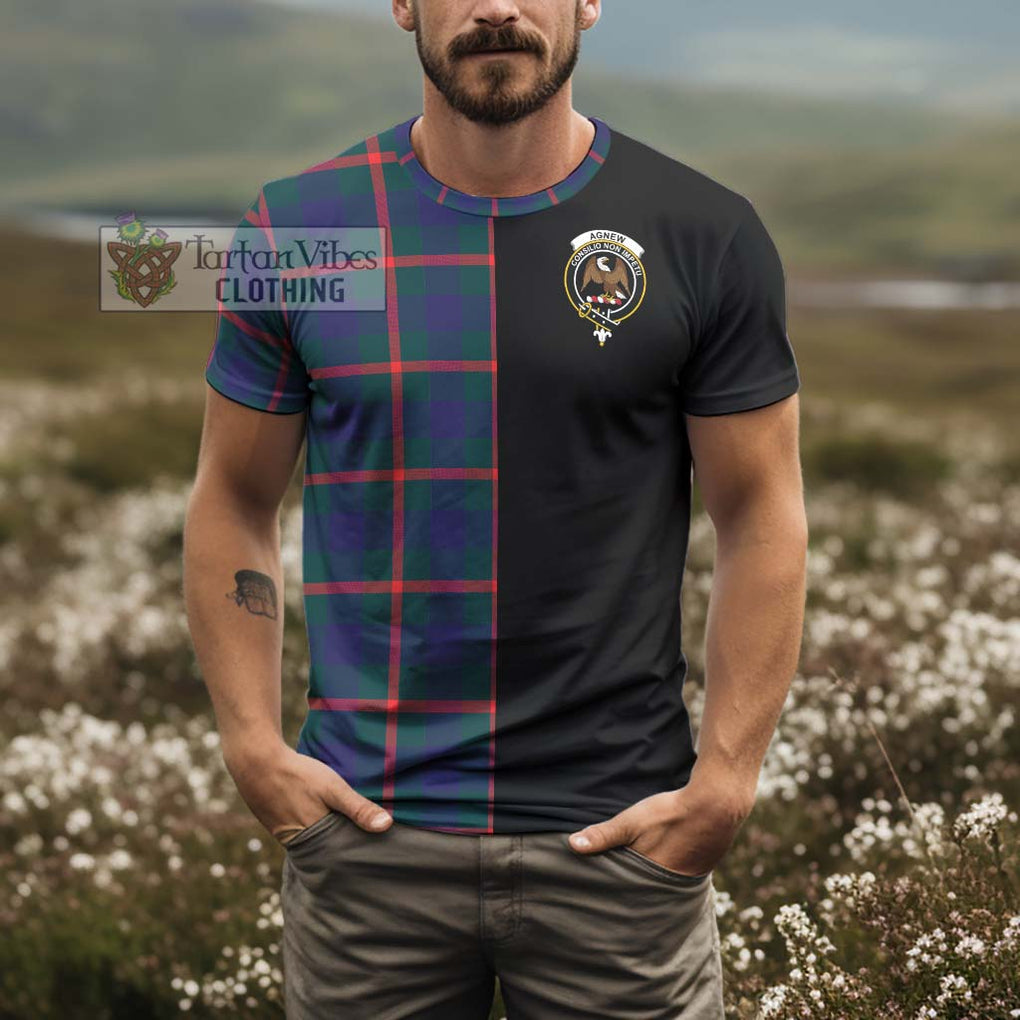 Agnew Tartan T-Shirt with Family Crest and Half Of Me Style - Tartanvibesclothing Shop