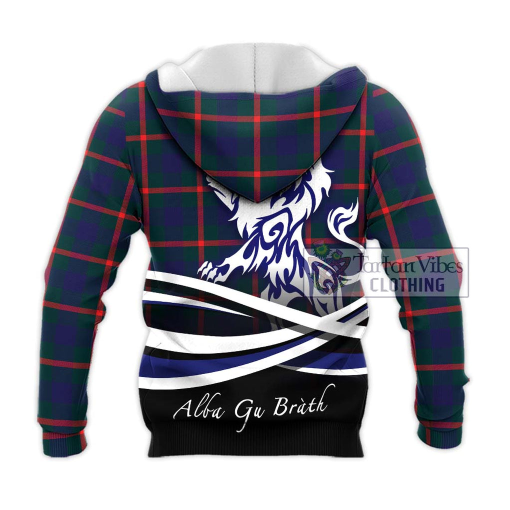 Agnew Tartan Knitted Hoodie with Alba Gu Brath Regal Lion Emblem - Tartanvibesclothing Shop