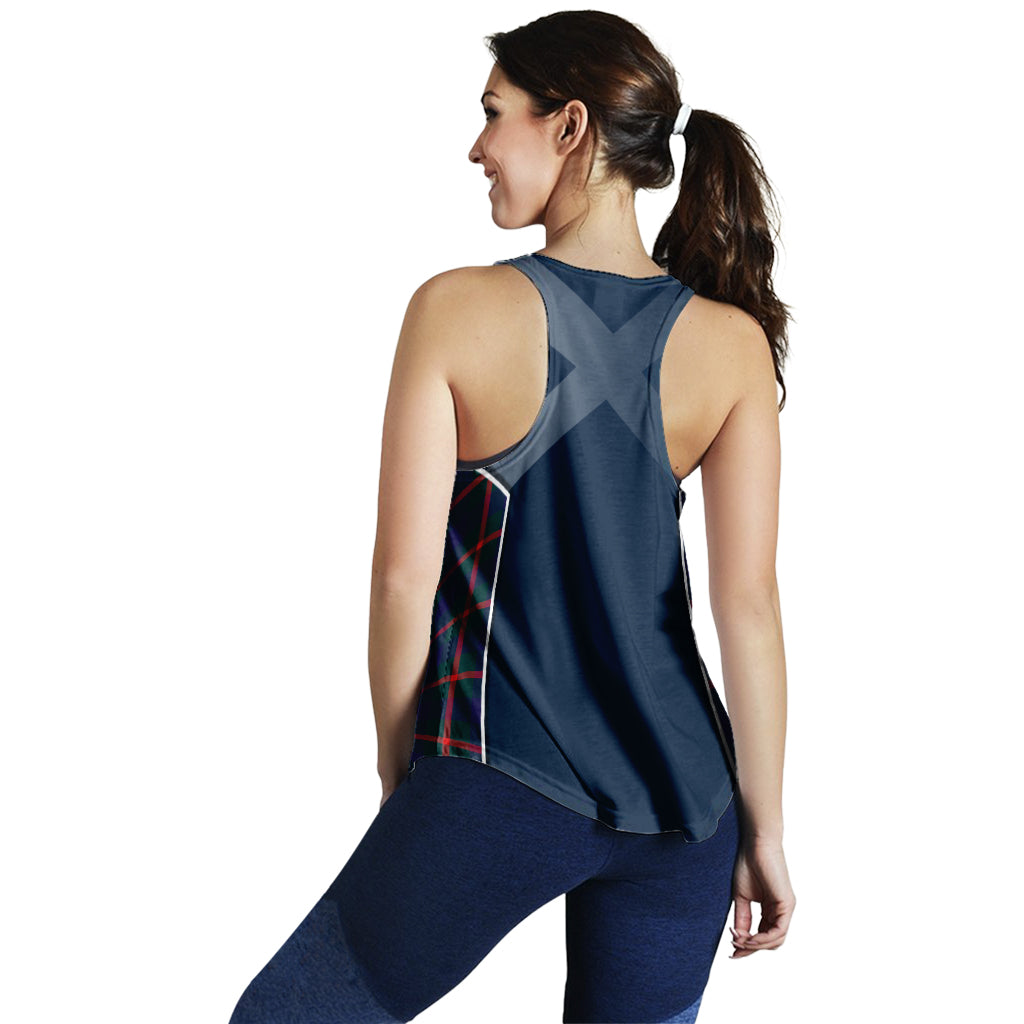 Tartan Vibes Clothing Agnew Modern Tartan Women's Racerback Tanks with Family Crest and Scottish Thistle Vibes Sport Style