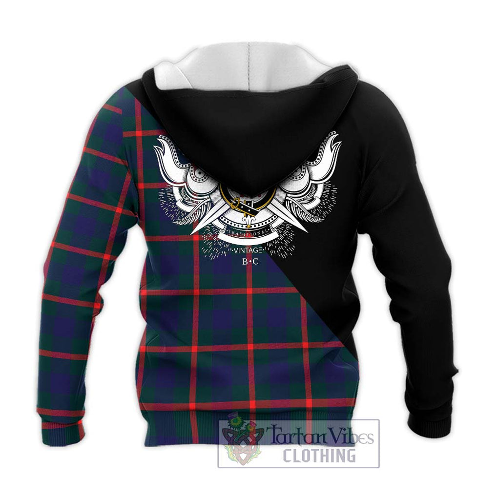 Agnew Tartan Knitted Hoodie with Family Crest and Military Logo Style - Tartanvibesclothing Shop