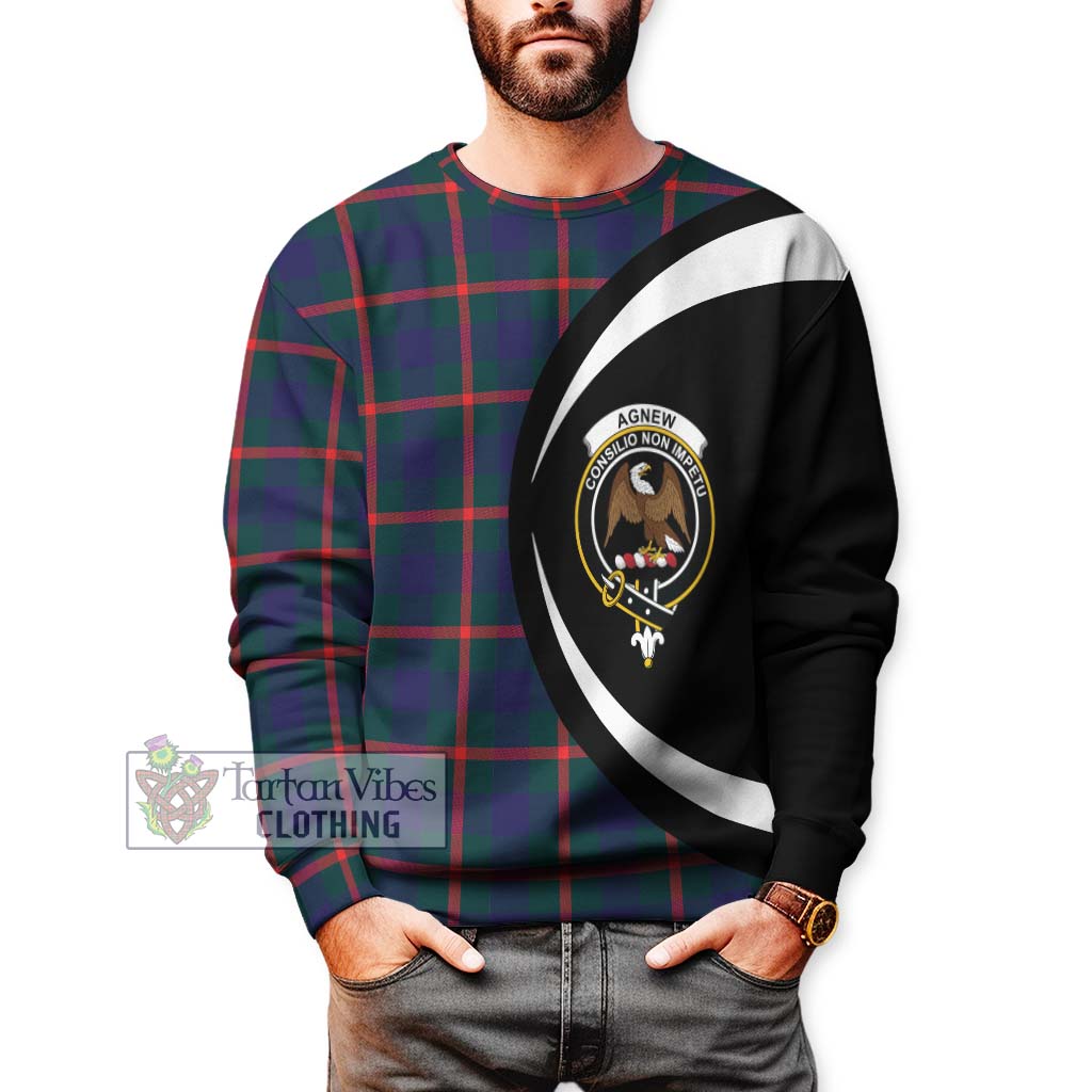 Agnew Tartan Sweatshirt with Family Crest Circle Style - Tartan Vibes Clothing