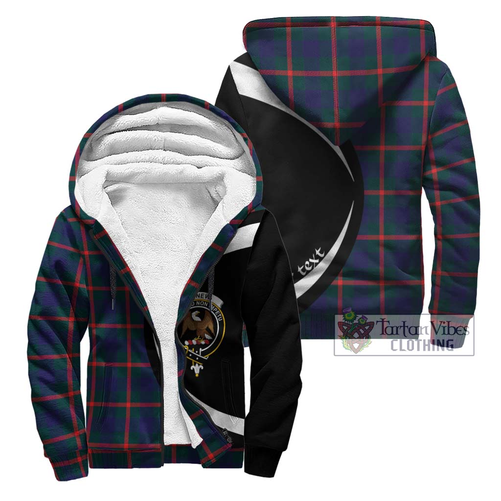 Agnew Tartan Sherpa Hoodie with Family Crest Circle Style Unisex - Tartan Vibes Clothing