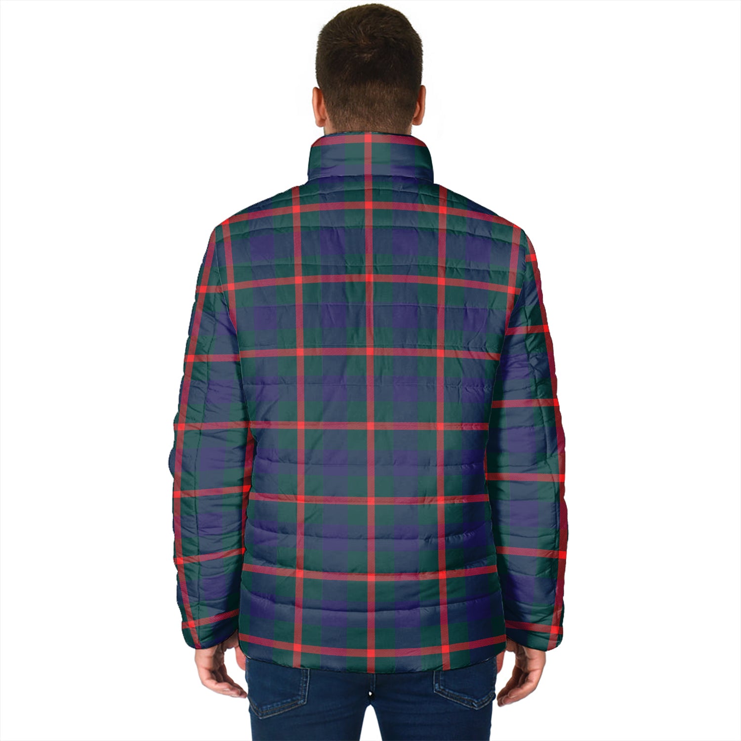 Agnew Modern Tartan Padded Jacket with Family Crest - Tartanvibesclothing