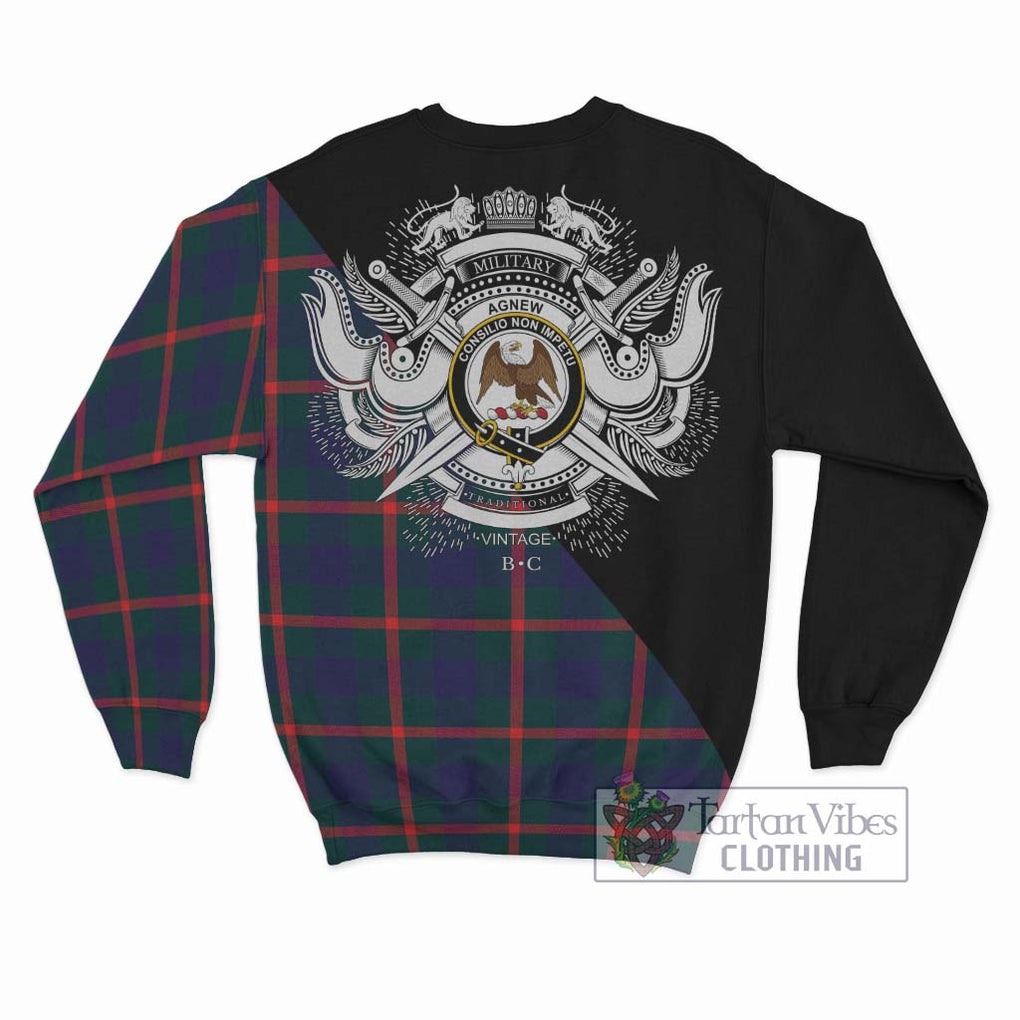 Agnew Tartan Sweatshirt with Family Crest and Military Logo Style - Tartanvibesclothing Shop