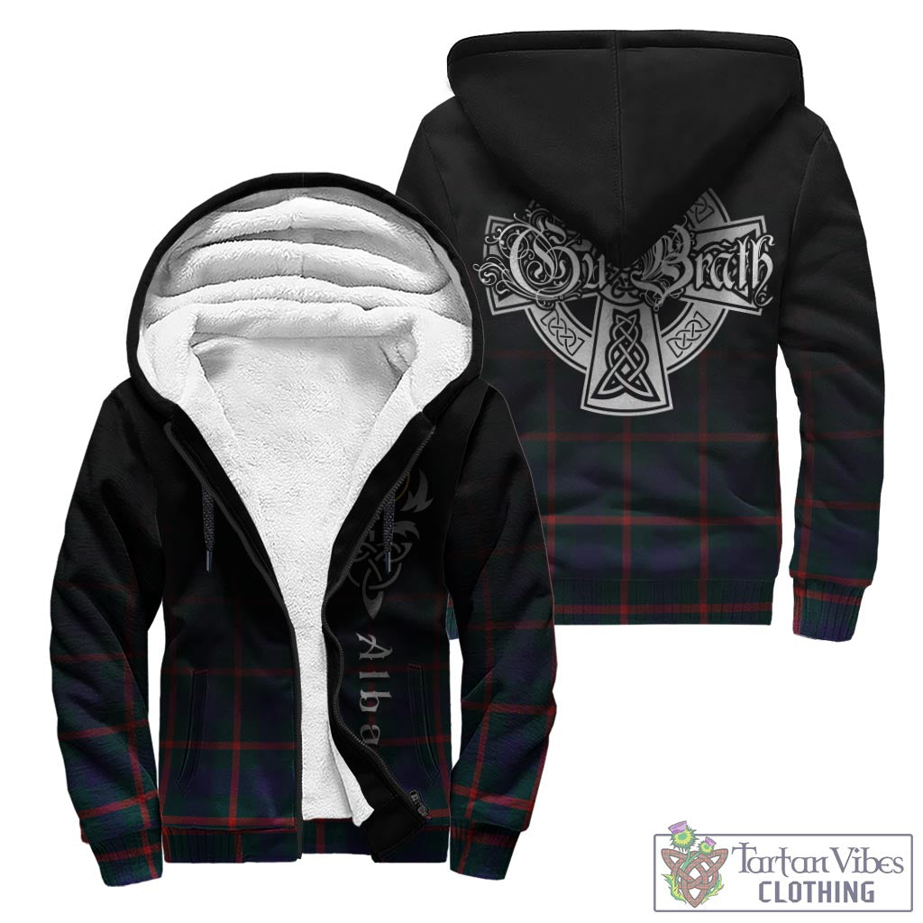 Tartan Vibes Clothing Agnew Modern Tartan Sherpa Hoodie Featuring Alba Gu Brath Family Crest Celtic Inspired