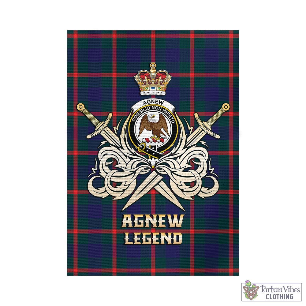 Tartan Vibes Clothing Agnew Modern Tartan Flag with Clan Crest and the Golden Sword of Courageous Legacy