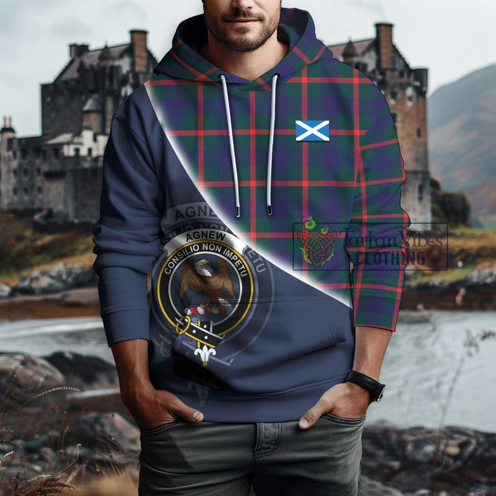 Agnew Tartan Hoodie with Personalised National Flag and Family Crest Half Style - Tartanvibesclothing Shop