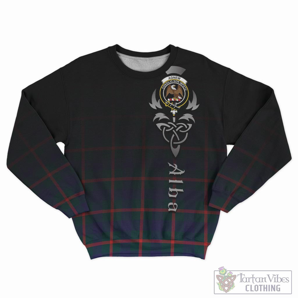 Tartan Vibes Clothing Agnew Modern Tartan Sweatshirt Featuring Alba Gu Brath Family Crest Celtic Inspired