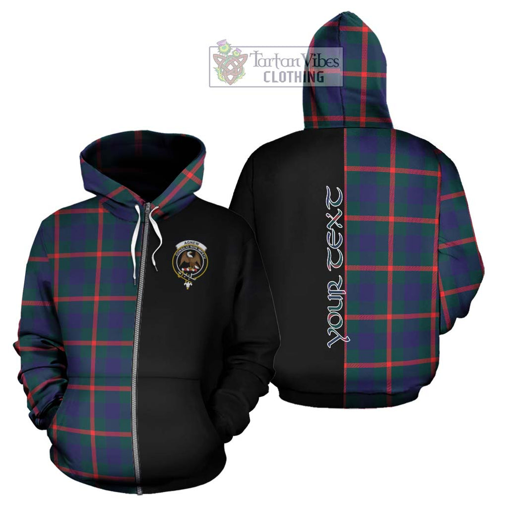 Agnew Tartan Hoodie with Family Crest and Half Of Me Style - Tartanvibesclothing Shop