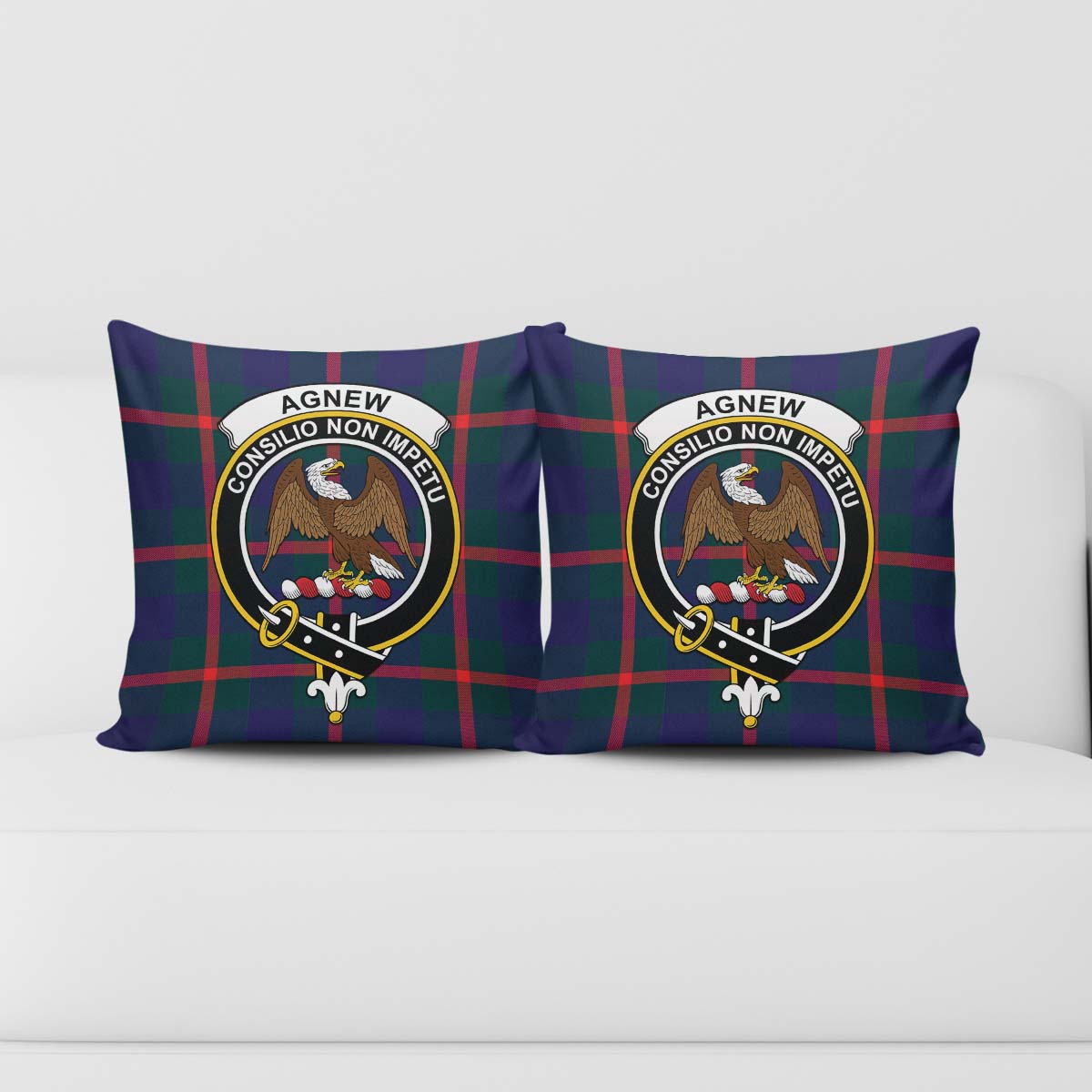 Agnew Modern Tartan Pillow Cover with Family Crest - Tartanvibesclothing