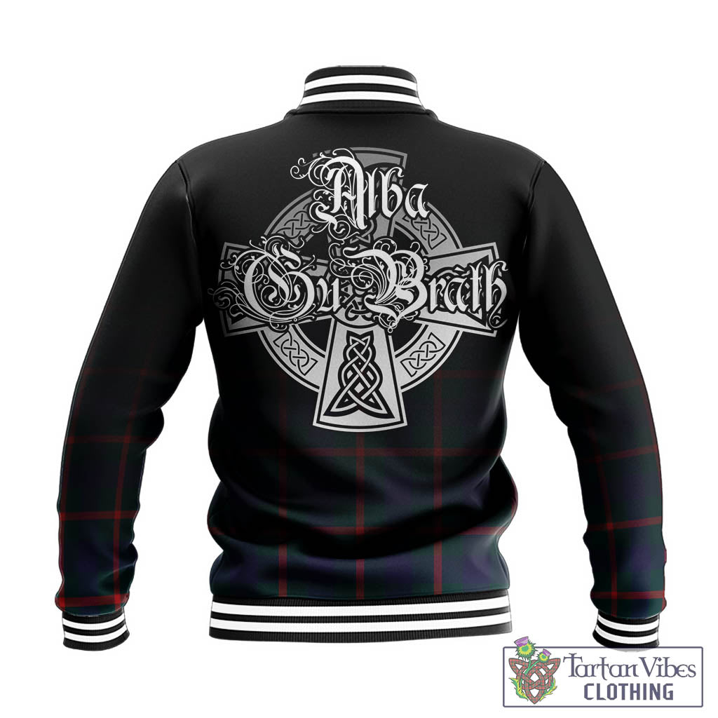 Tartan Vibes Clothing Agnew Modern Tartan Baseball Jacket Featuring Alba Gu Brath Family Crest Celtic Inspired