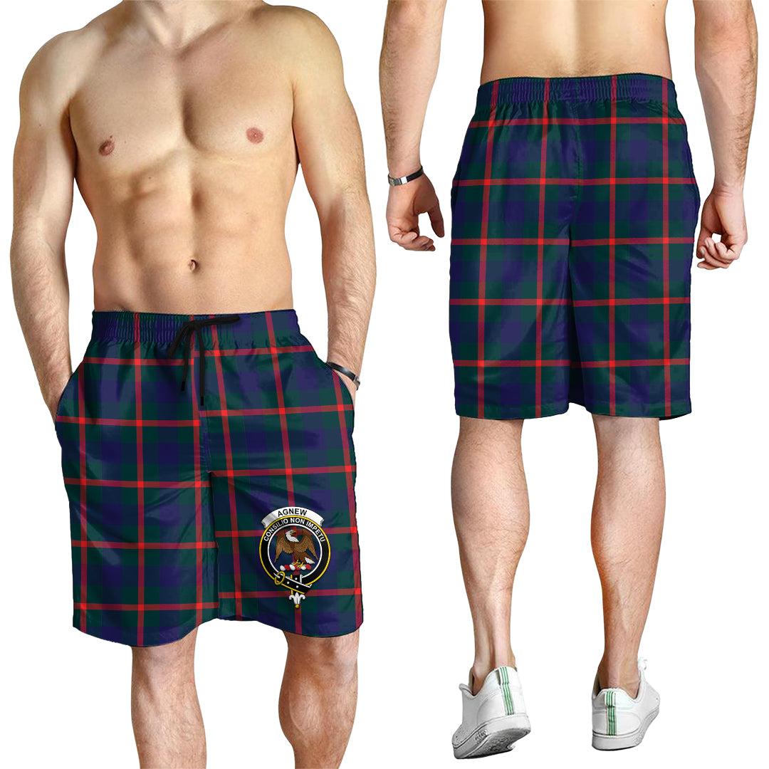 Agnew Modern Tartan Mens Shorts with Family Crest - Tartanvibesclothing