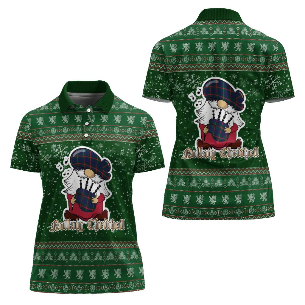 Agnew Modern Clan Christmas Family Polo Shirt with Funny Gnome Playing Bagpipes - Tartanvibesclothing