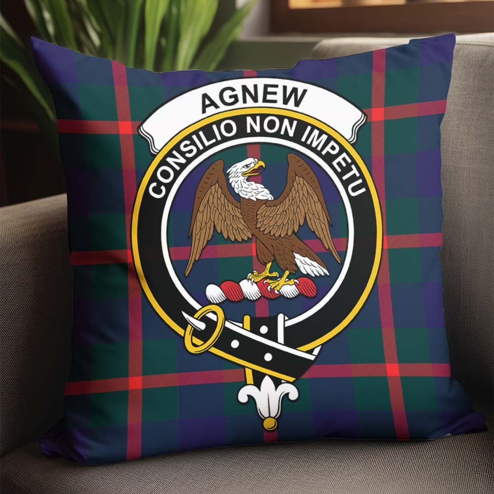 Agnew Modern Tartan Pillow Cover with Family Crest - Tartanvibesclothing