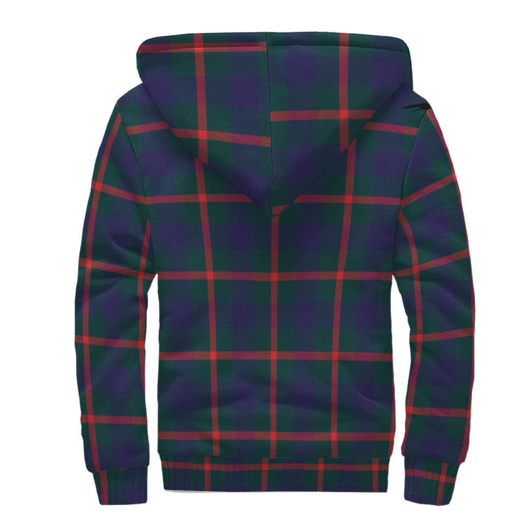 Agnew Modern Tartan Sherpa Hoodie with Family Crest - Tartanvibesclothing