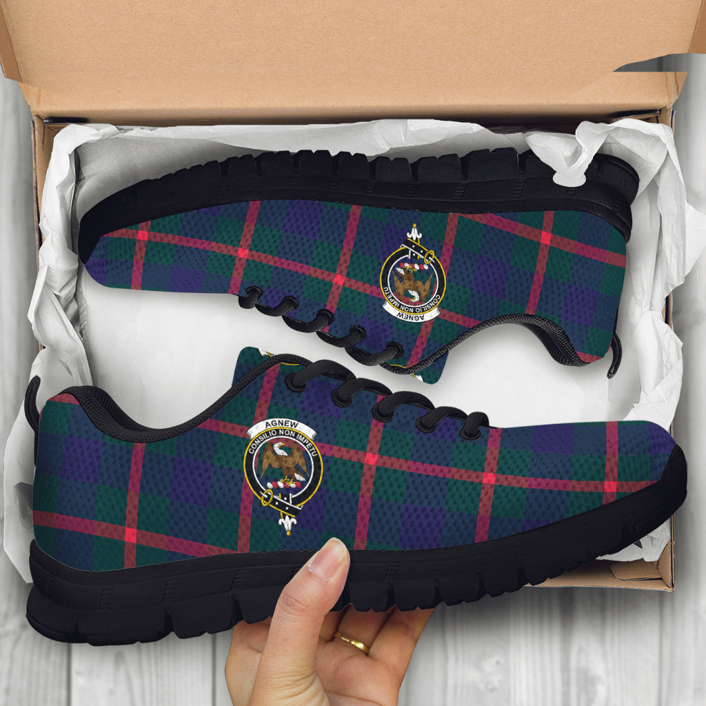 Agnew Modern Tartan Sneakers with Family Crest - Tartanvibesclothing