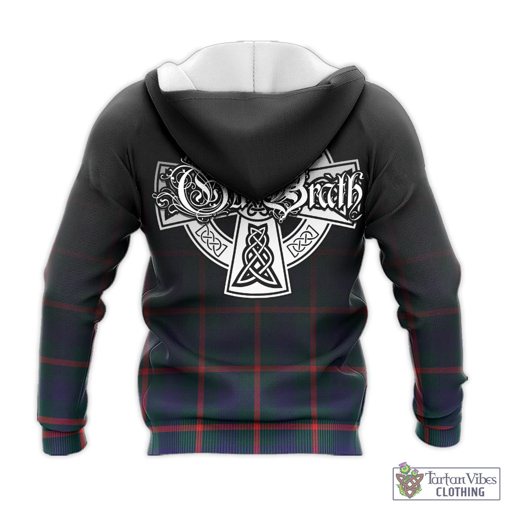 Tartan Vibes Clothing Agnew Modern Tartan Knitted Hoodie Featuring Alba Gu Brath Family Crest Celtic Inspired