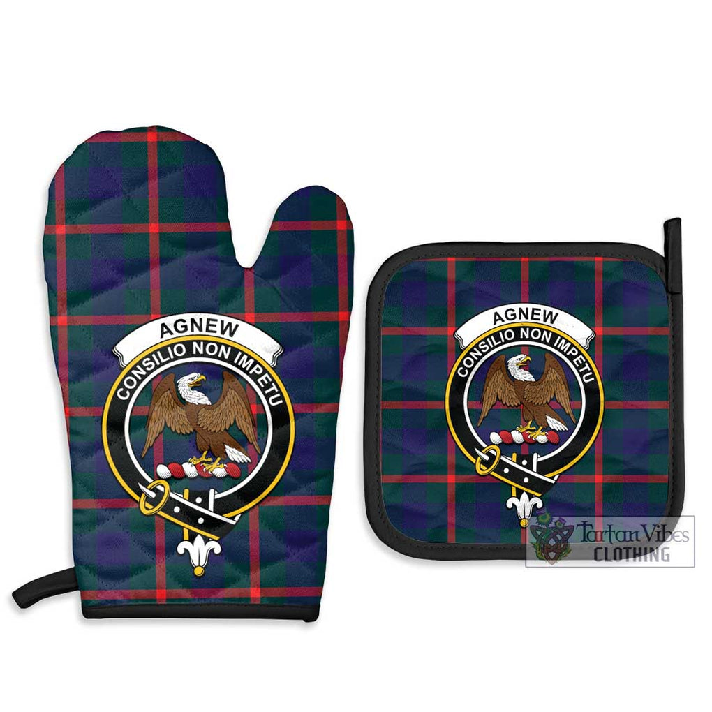 Agnew Tartan Combo Oven Mitt & Pot-Holder with Family Crest Combo 1 Oven Mitt & 2 Pot-Holder Black - Tartan Vibes Clothing