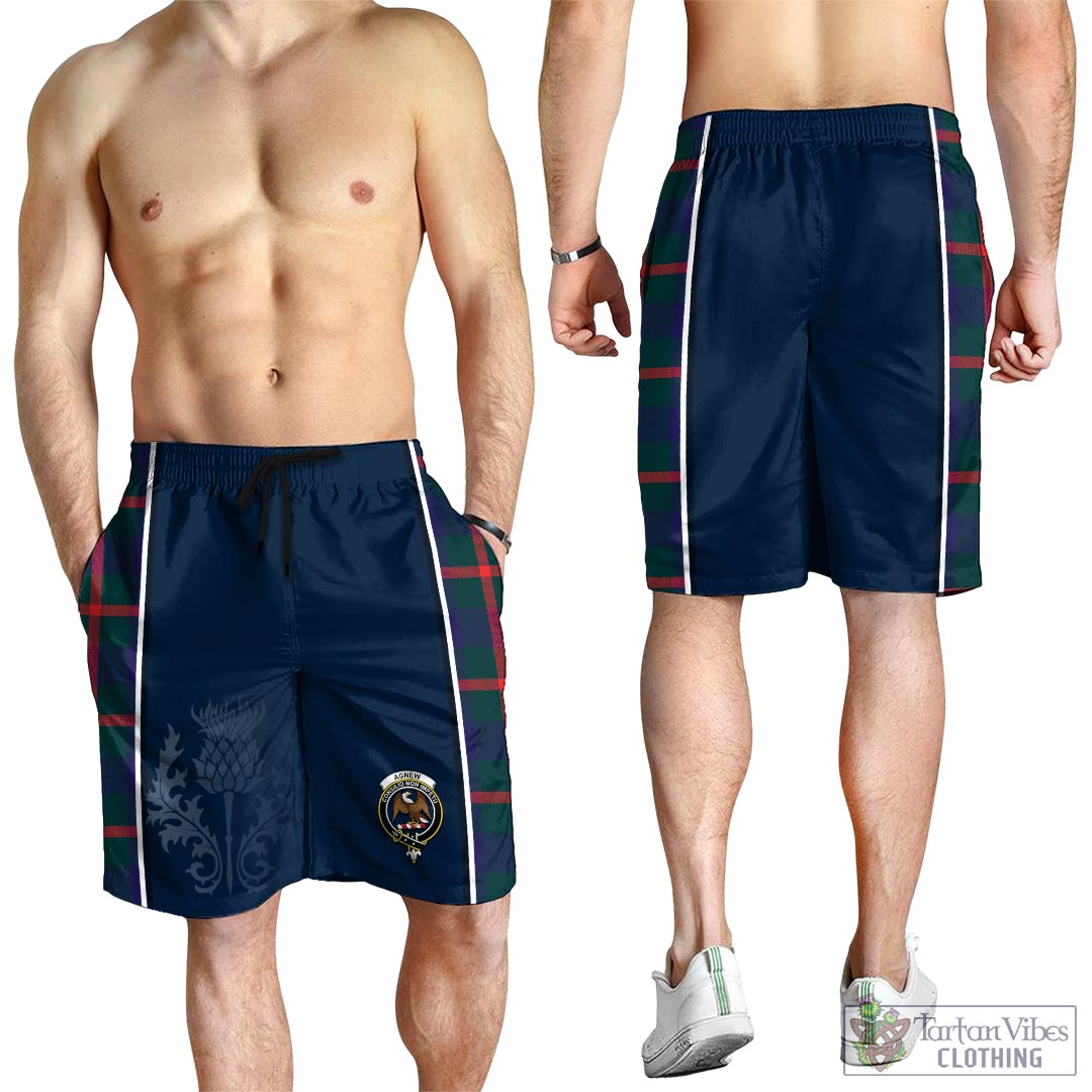 Tartan Vibes Clothing Agnew Modern Tartan Men's Shorts with Family Crest and Scottish Thistle Vibes Sport Style