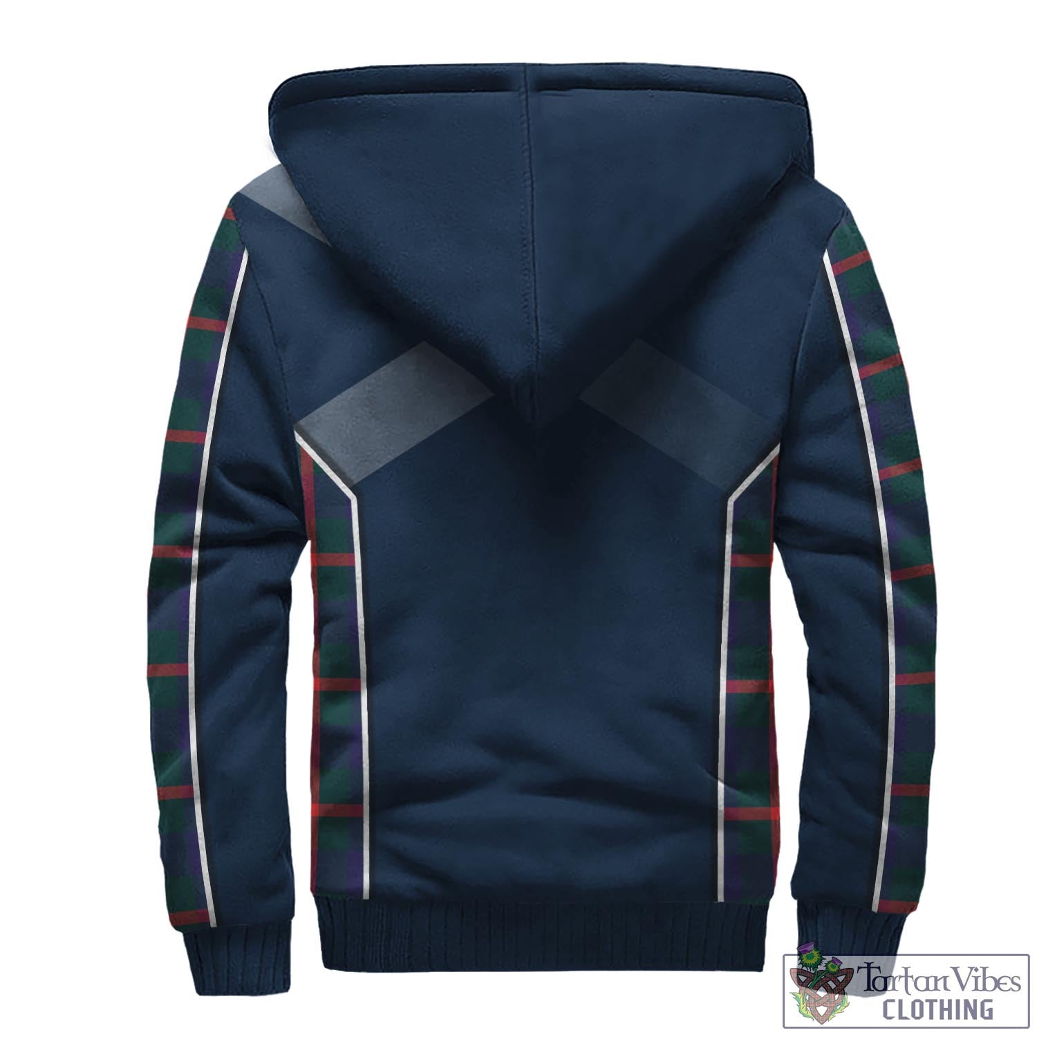 Tartan Vibes Clothing Agnew Modern Tartan Sherpa Hoodie with Family Crest and Scottish Thistle Vibes Sport Style