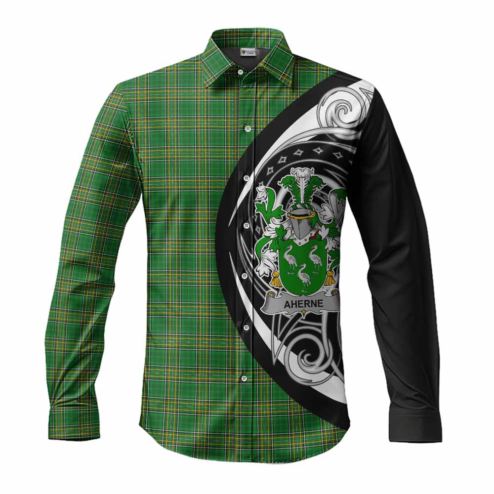 Aherne Irish Clan Long Sleeve Button Shirt Celtic Circle Style Men's Shirt S - Tartan Vibes Clothing