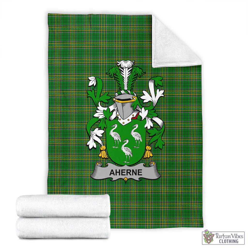 Tartan Vibes Clothing Aherne Irish Clan Tartan Blanket with Coat of Arms