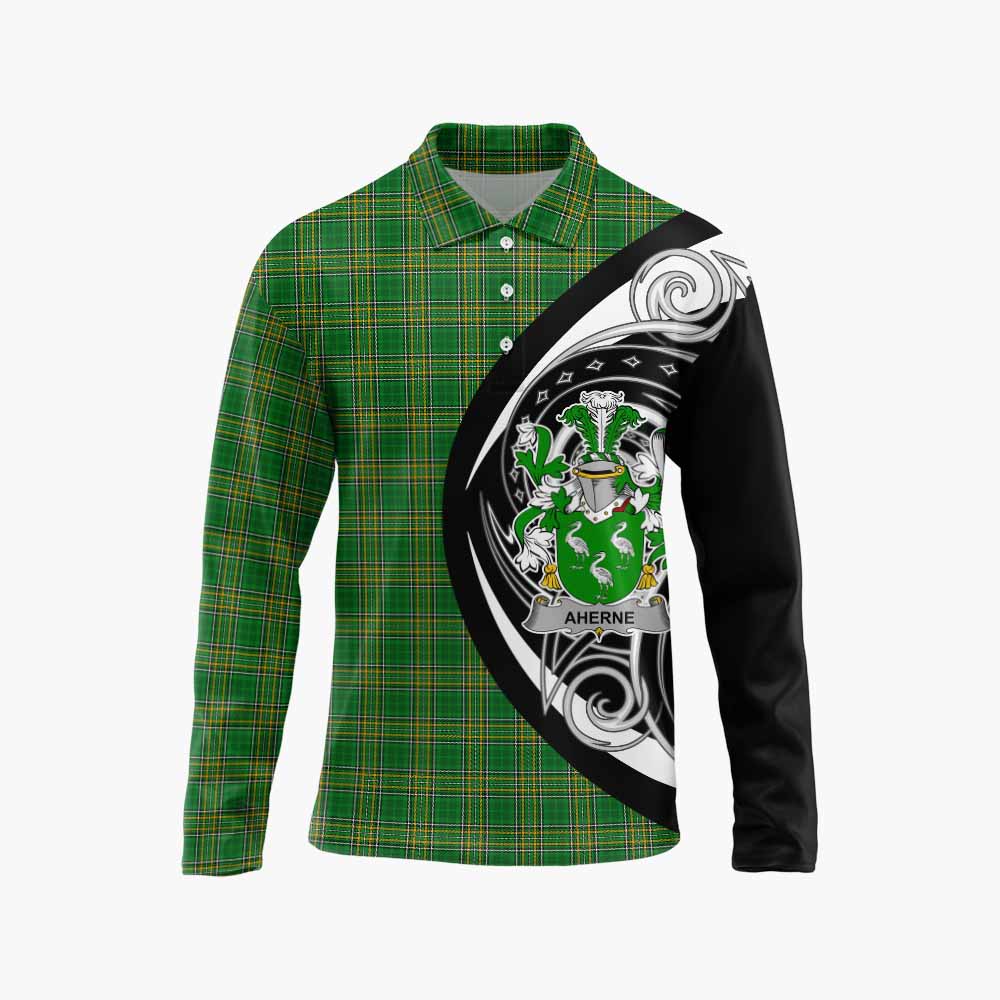 Aherne Irish Clan Long Sleeve Polo Shirt Celtic Circle Style Unisex - Tartan Vibes Clothing