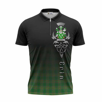 Aherne Irish Clan Zipper Polo Shirt with Coat of Arms Erin Go Bragh Celtic Inspired Unisex - Tartan Vibes Clothing