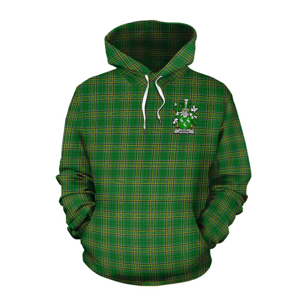 Tartan Vibes Clothing Aherne Irish Clan Tartan Cotton Hoodie with Coat of Arms