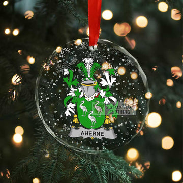 Aherne Irish Clan Christmas Glass Ornament with Coat of Arms