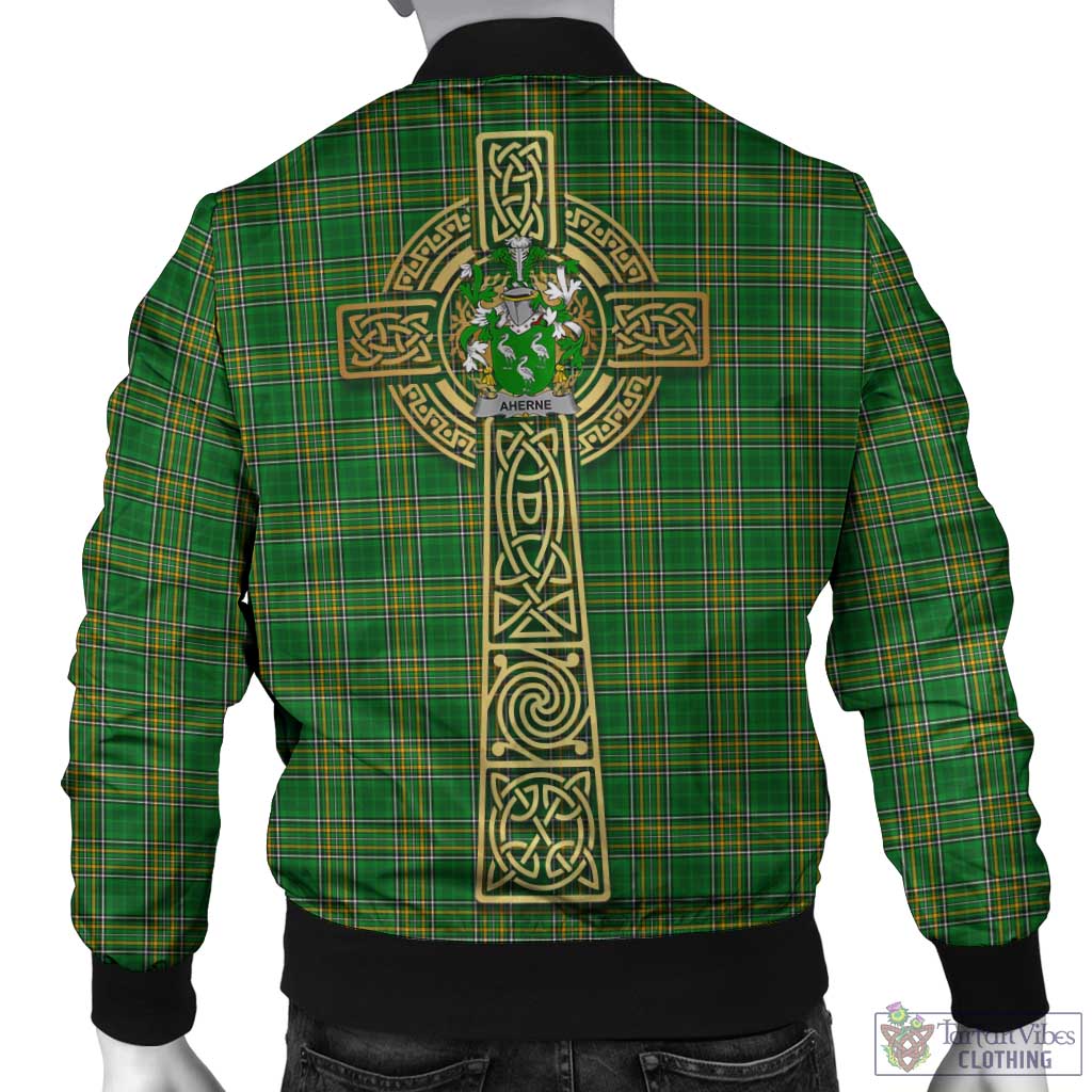 Tartan Vibes Clothing Aherne Irish Clan Tartan Bomber Jacket with Coat of Arms Celtic Tree of Life Style