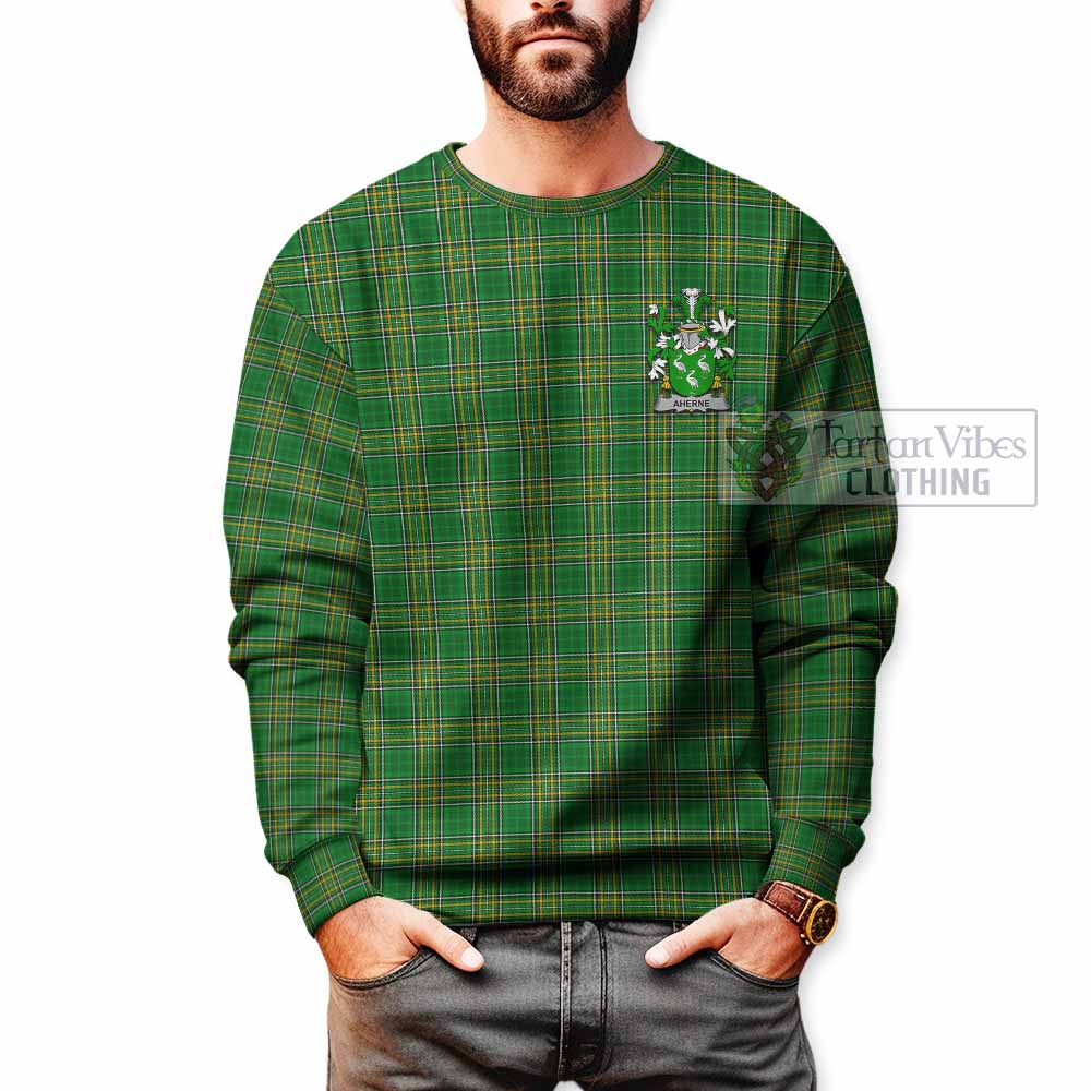 Tartan Vibes Clothing Aherne Irish Clan Tartan Sweatshirt with Coat of Arms