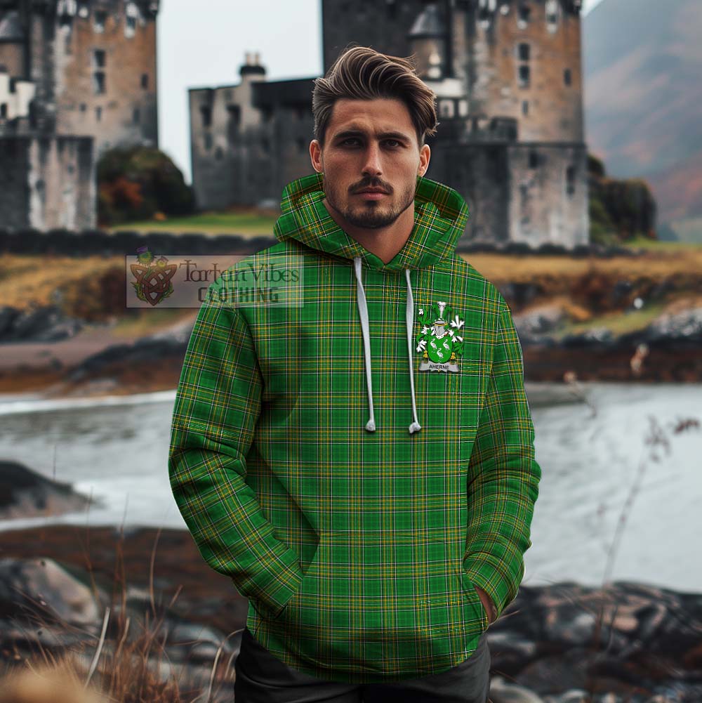 Tartan Vibes Clothing Aherne Irish Clan Tartan Cotton Hoodie with Coat of Arms