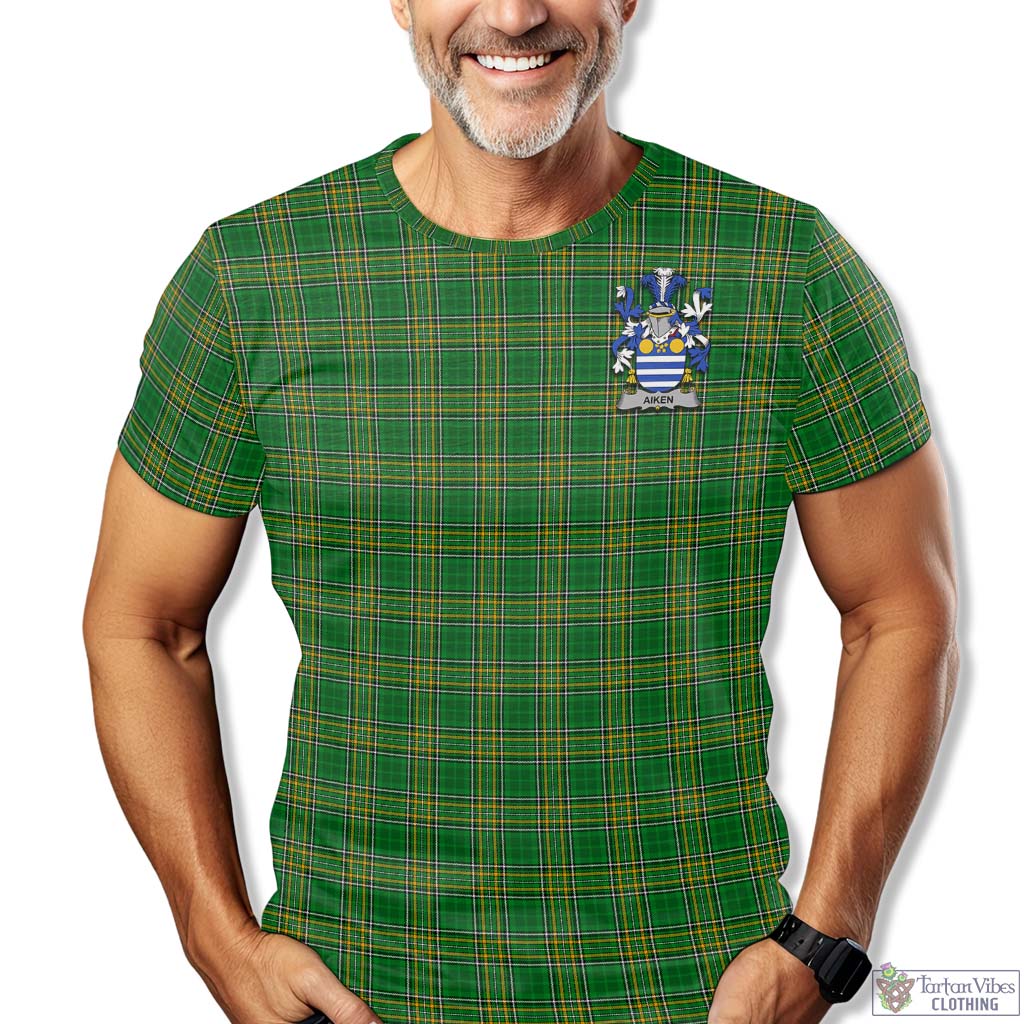 Tartan Vibes Clothing Aiken Ireland Clan Tartan T-Shirt with Family Seal