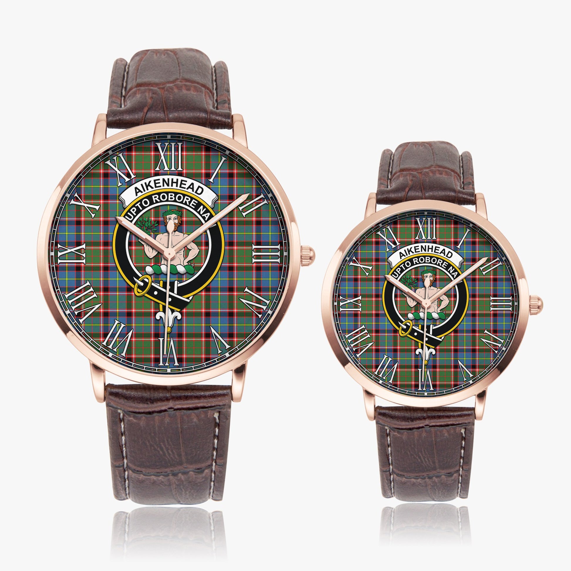 Aikenhead Tartan Family Crest Leather Strap Quartz Watch - Tartanvibesclothing