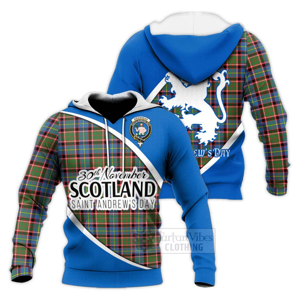 Tartan Vibes Clothing Aikenhead Family Crest Tartan Knitted Hoodie Celebrate Saint Andrew's Day in Style