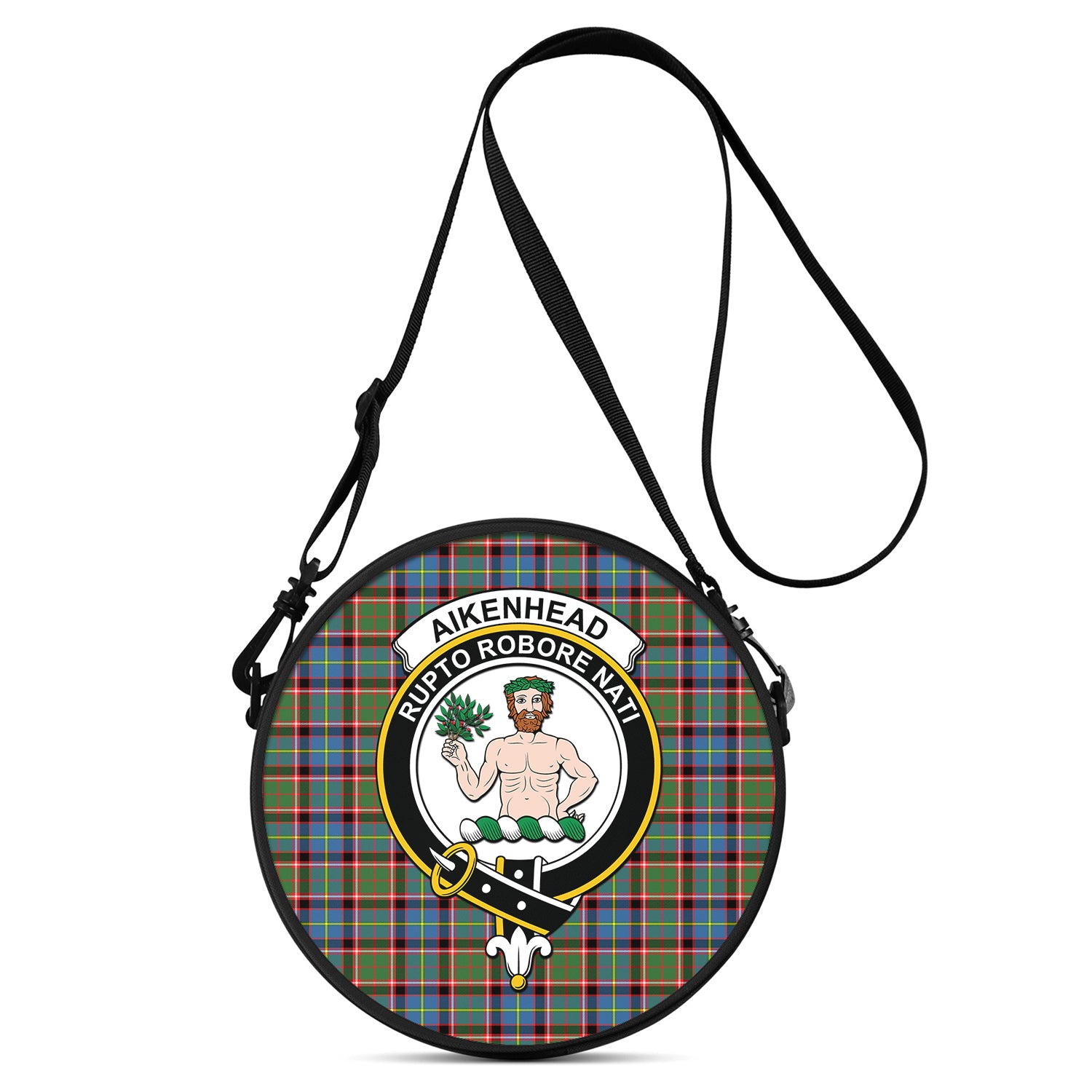 Aikenhead Tartan Round Satchel Bags with Family Crest One Size 9*9*2.7 inch - Tartanvibesclothing