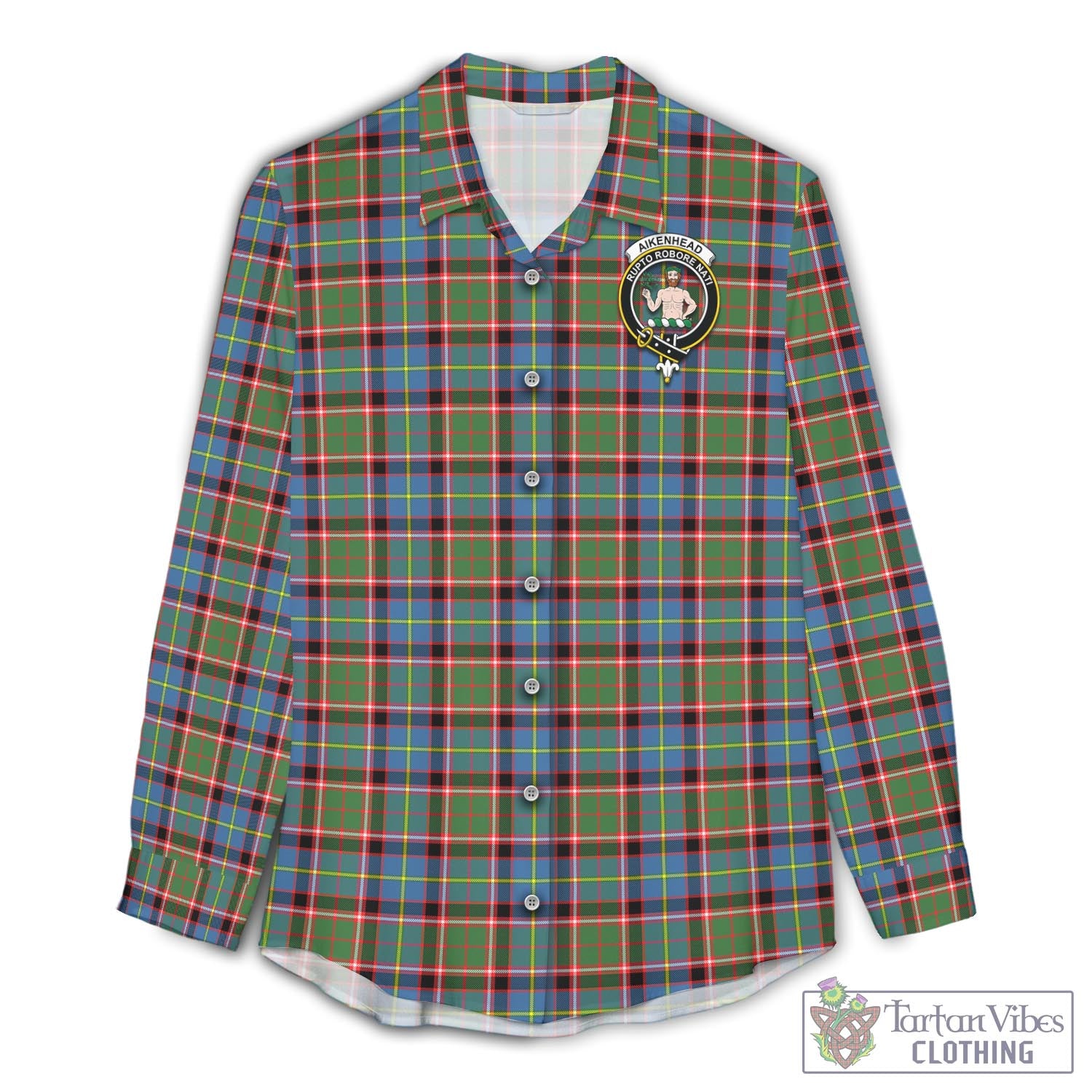 Tartan Vibes Clothing Aikenhead Tartan Womens Casual Shirt with Family Crest