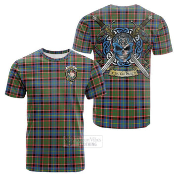 Aikenhead Tartan Cotton T-shirt with Family Crest Celtic Skull Style Kid's Shirt - Tartan Vibes Clothing