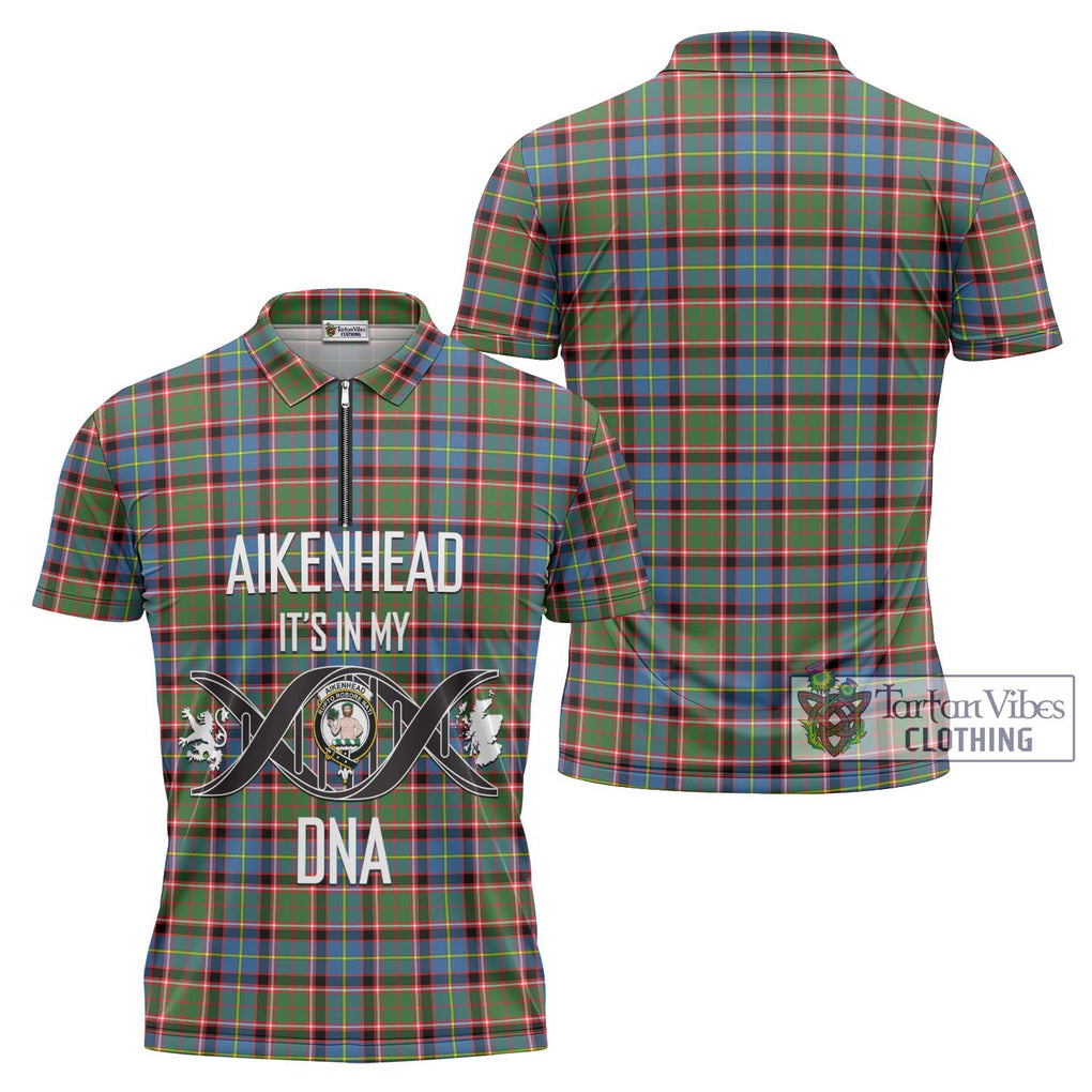 Aikenhead Tartan Zipper Polo Shirt with Family Crest DNA In Me Style Unisex - Tartanvibesclothing Shop