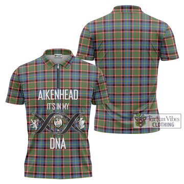 Aikenhead Tartan Zipper Polo Shirt with Family Crest DNA In Me Style