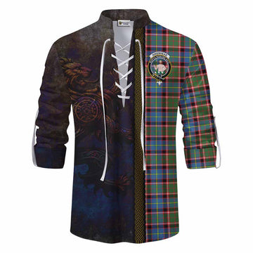 Aikenhead Tartan Family Crest Ghillie Kilt Shirt Alba Gu Brath Be Brave Lion Ancient Style Men - Tartan Vibes Clothing