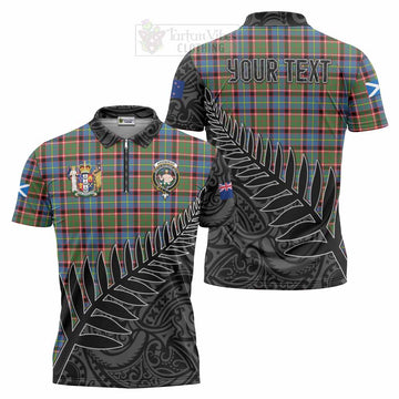 Aikenhead Crest Tartan Zipper Polo Shirt with New Zealand Silver Fern Half Style Unisex - Tartan Vibes Clothing