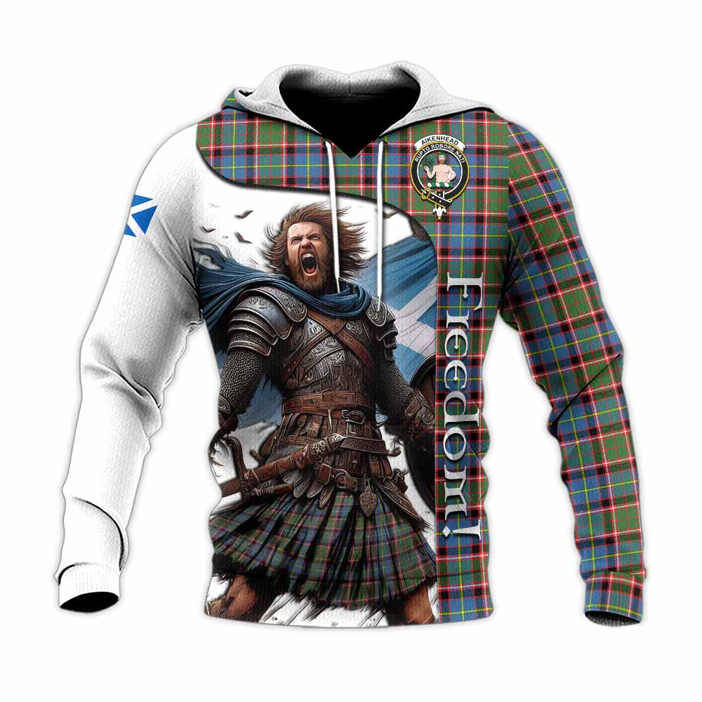 Tartan Vibes Clothing Aikenhead Crest Tartan Knitted Hoodie Inspired by the Freedom of Scottish Warrior