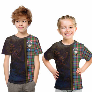 Aikenhead Tartan Family Crest Kid T-Shirt Alba Gu Brath Be Brave Lion Ancient Style Youth XL Size14 - Tartan Vibes Clothing
