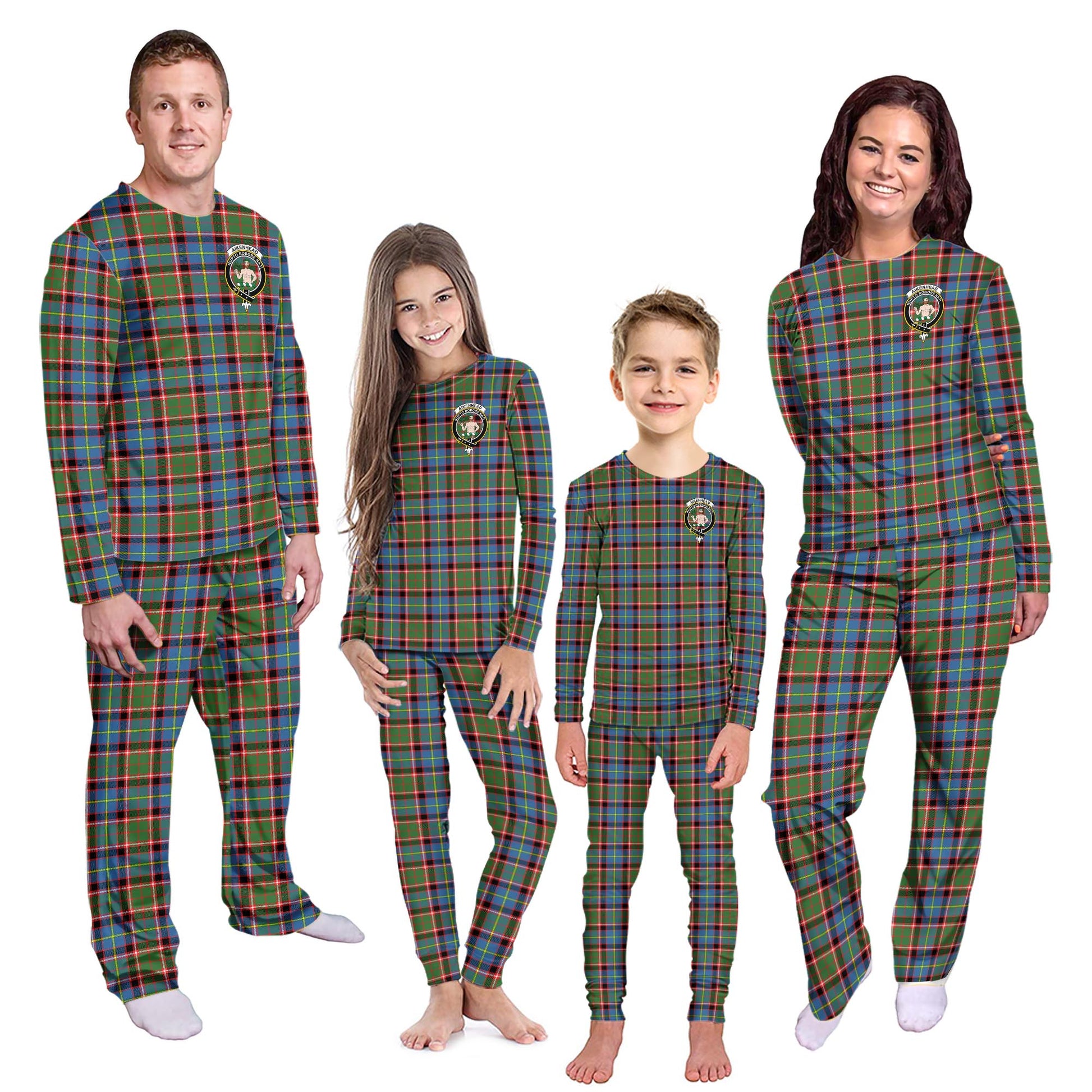 Aikenhead Tartan Pajamas Family Set with Family Crest Kid - Tartan Vibes Clothing